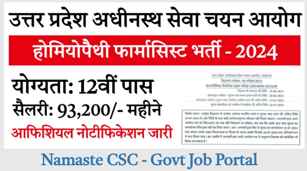 UPSSSC फार्मासिस्ट भर्ती 2024: आवेदन का आज आखिरी मौका