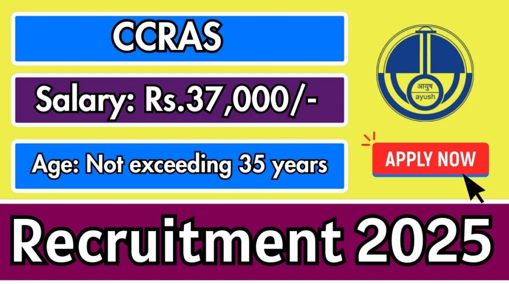 CCRAS जूनियर रिसर्च फेलो भर्ती 2025 – 1 पोस्ट के लिए वॉक-इन अवसर